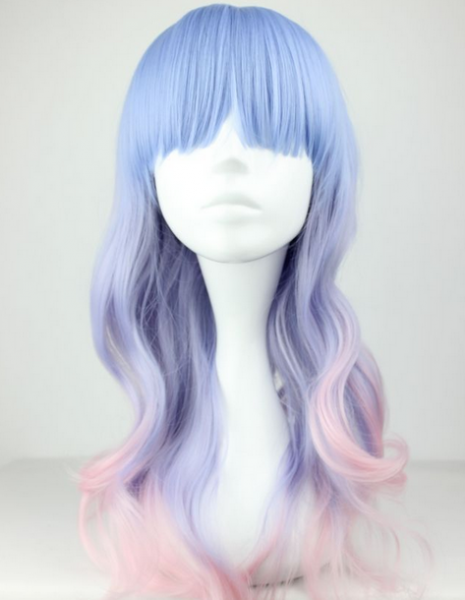 Peruca pastel goth azul/rosa #p003